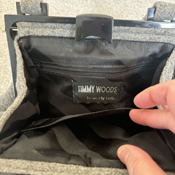 Timmy Woods Beverly Hills Art Deco Beaded Bag Floral Gray Flannel Cocktail Artsy - Picture 7 of 11